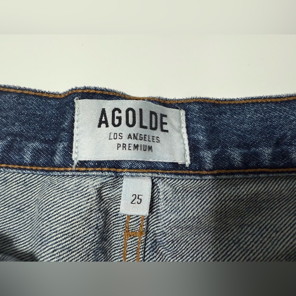 AGOLDE Parker Vintage Cut Off Denim Shorts Distressed Raw Hem Dark Wash Size 25 - Picture 4 of 6